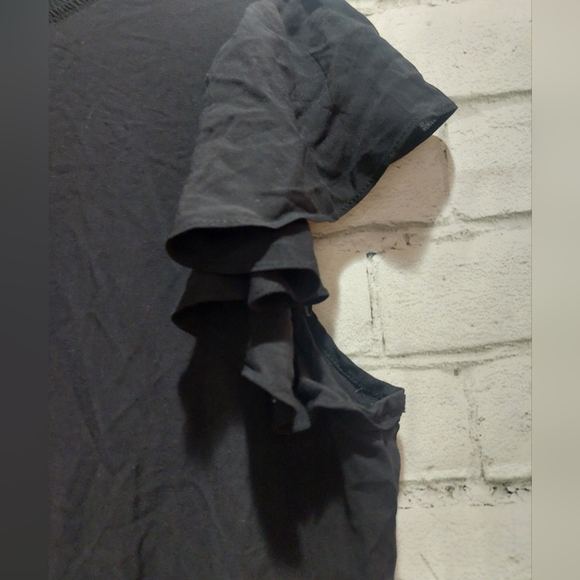 1. STATE Women's Mock Neck Flutter Short Sleeve Jumpsuit Size XL - Black GUC - Picture 5 of 6